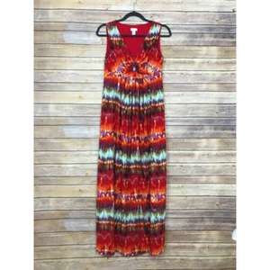 Chicos 0 V Neck Empire Waist Maxi Tie Dye Dress B6